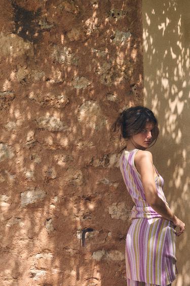 JUPE-PANTALON LONGUE EN MAILLE À RAYURES - Multicolore de Zara - Image 4