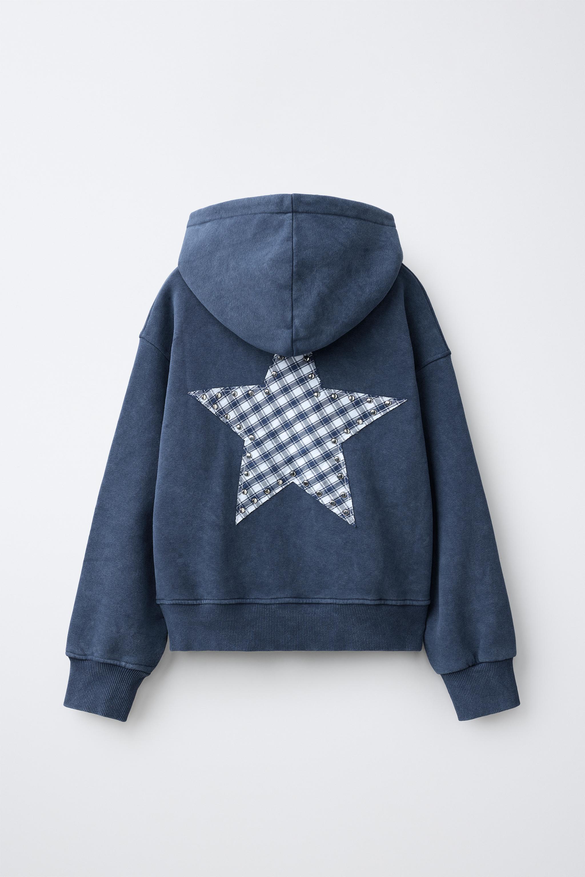 STAR PATCH ZIP-UP SWEATSHIRT