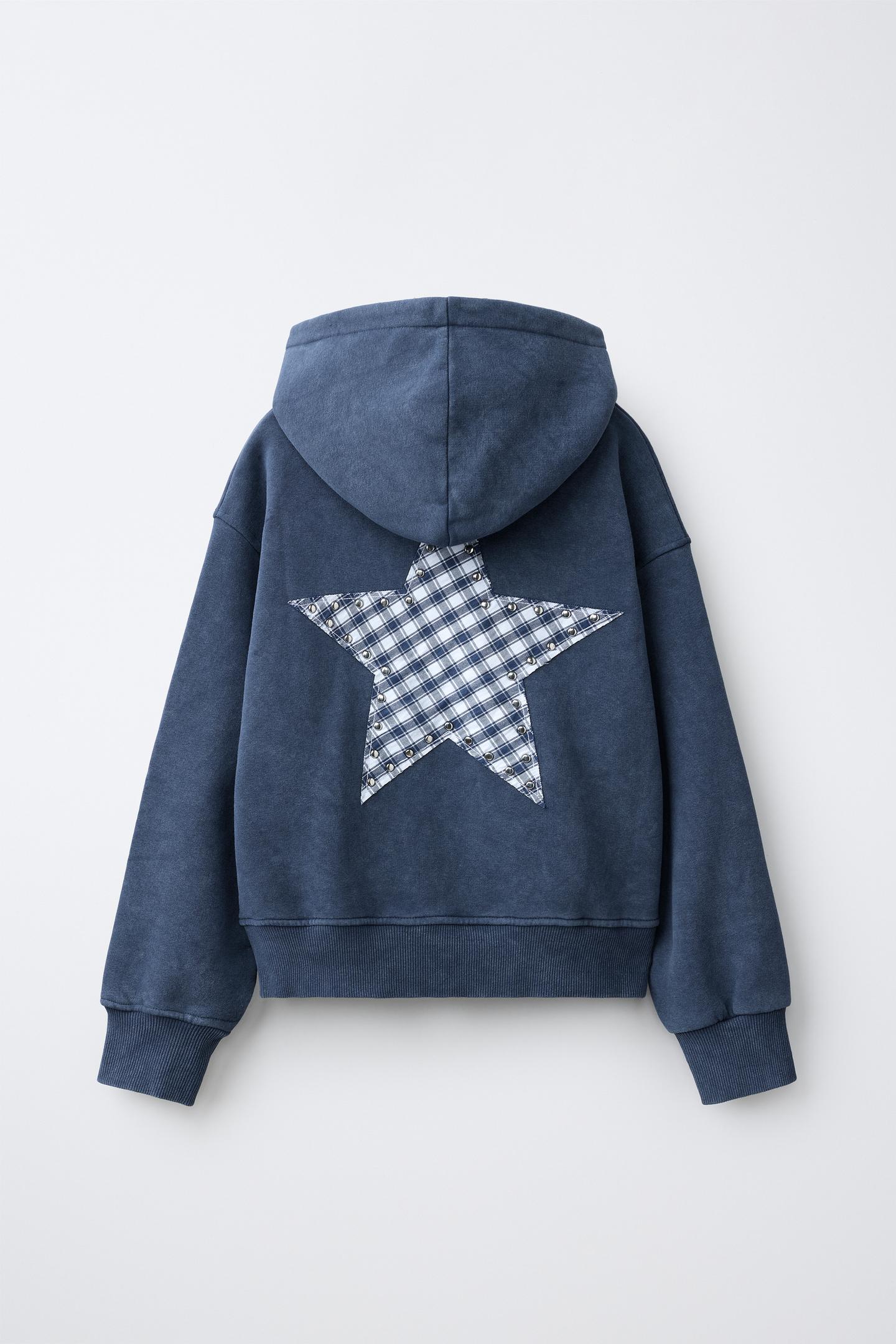 Детская толстовка Zara Star Patch Zip-Up, цвет: Синий — фото 2