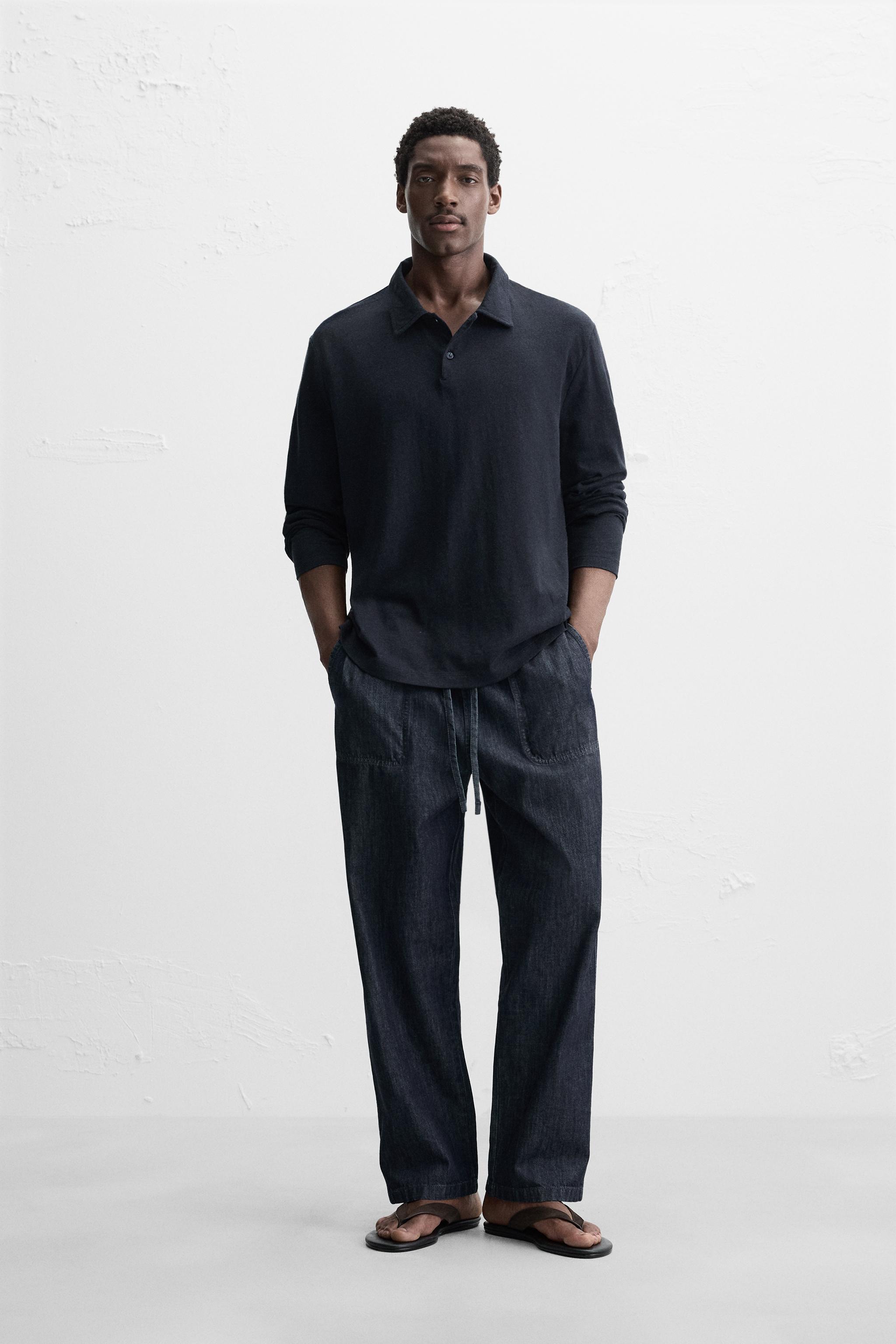 リネン - コットンポロシャツ - ネイビーブルー | ZARA Japan / 日本