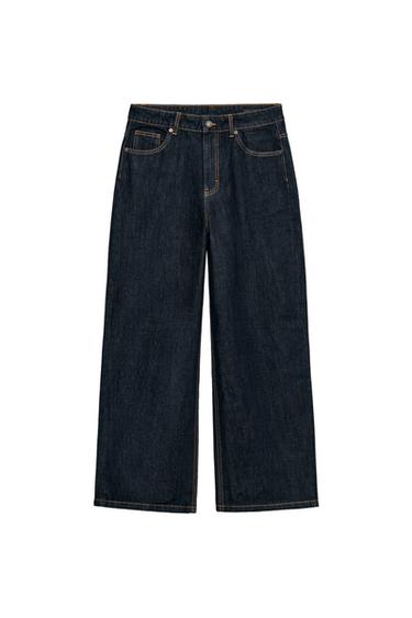 Zara ZW COLLECTION HIGH-RISE WIDE LEG JEANS - Blue