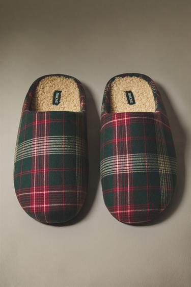 CHAUSSONS CHAUDS CARREAUX - Vert de Zara - Image 0