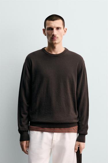 PULL 100 % LAINE - Chocolat de Zara