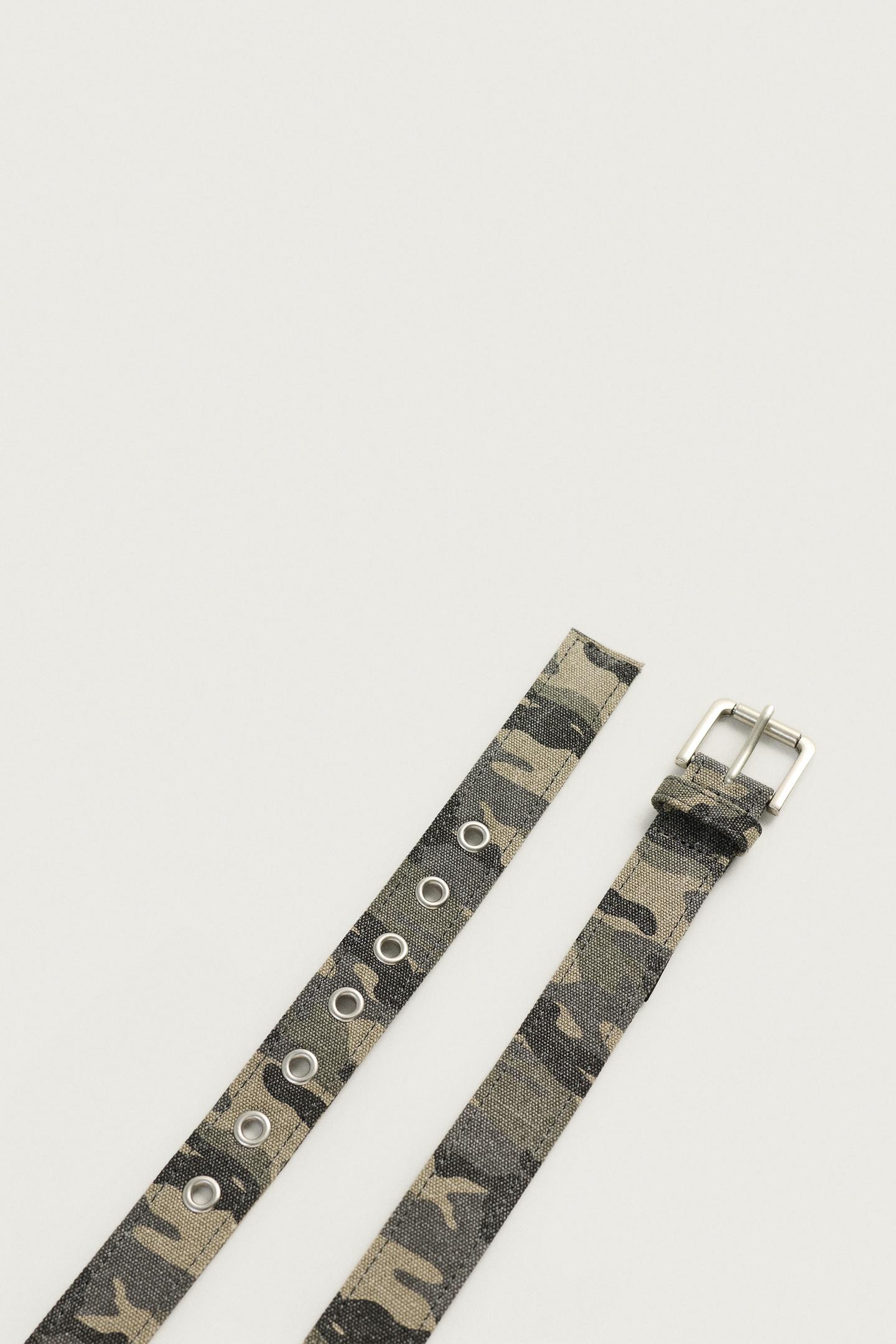 Мужской ремень Zara Washed Printed Canvas, цвет: Хаки — фото 5