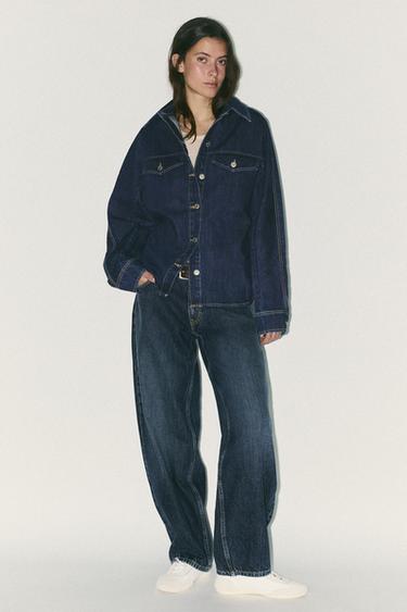 TRF DENIM JACKET - Navy blue by Zara - Image 0