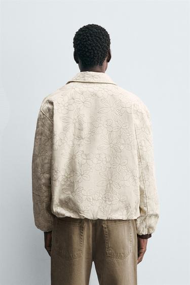 FLORAL JACQUARD JACKET - Ecru by Zara - Image 3