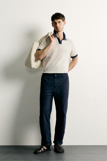 POLO REGULAR FIT ME STRUKTURË ME VRIMA - E bardhë e thyer nga Zara