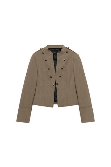 Zara BUTTONED SHORT BLAZER - brown vigore