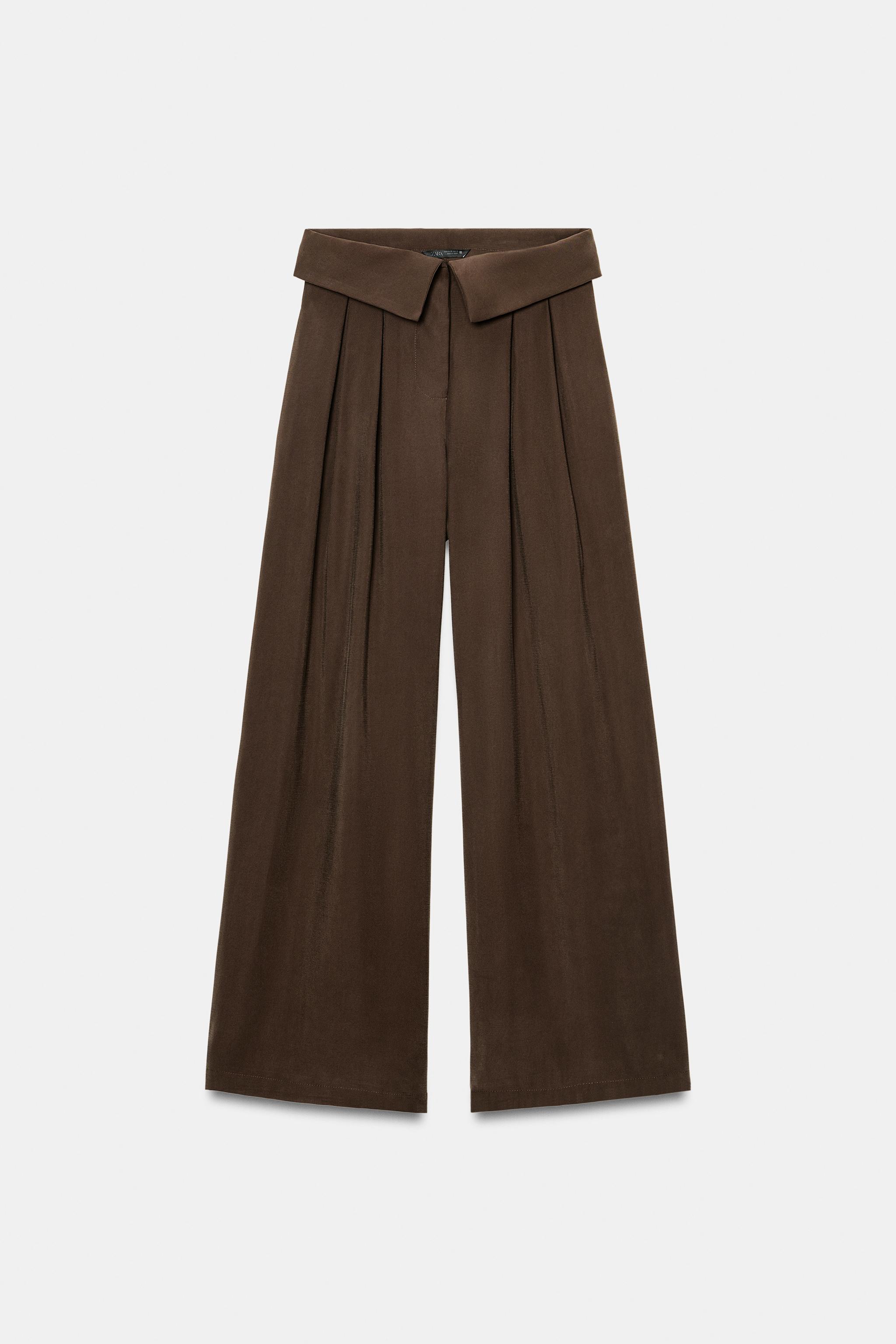 ⚠️ZARAページ⚠️ CALÇA COM PREGAS NA CINTURA - Marrom | ZARA Brasil