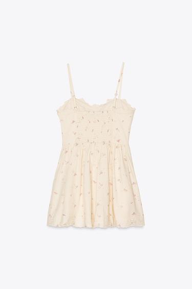 ROBE CORSELET EN POPELINE IMPRIMÉE FLEURS - Vanille de Zara - Image 4