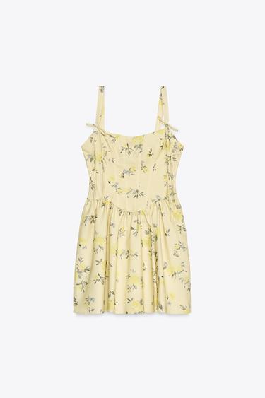 FLORAL POPLIN SHORT DRESS - yellow by Zara