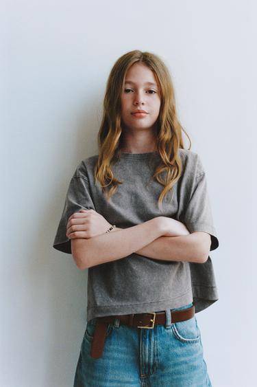 WASHED EFFECT T-SHIRT - Anthracite grey by Zara - Image 0