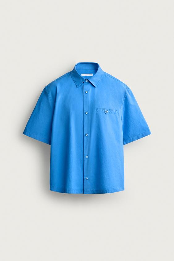 リラックスフィット ポプリンシャツ - 濃青 | ZARA Japan / 日本