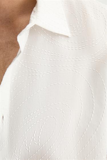 CHEMISE RELAXED FIT TEXTURÉE - Blanc de Zara - Image 7