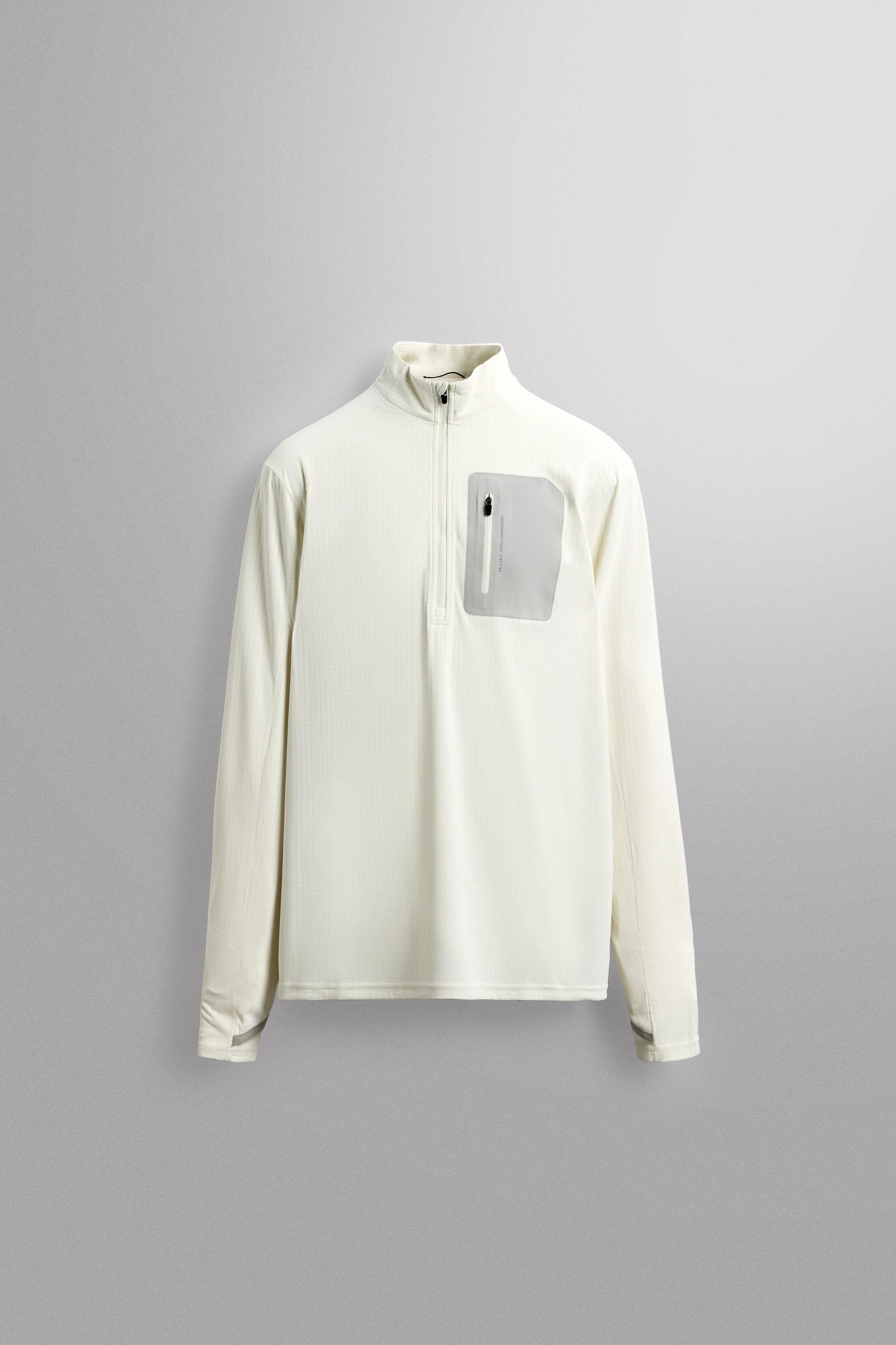 ※たらお※ TECHNICAL QUARTER-ZIP T-SHIRT - Oyster-white | ZARA United
