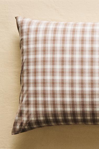 CHILDREN'S CHECK FLANNEL PILLOWCASE - Brown by Zara - Image 5