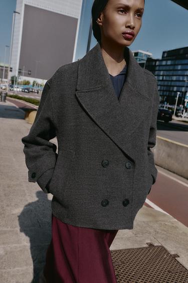 SOFT DOUBLE-BREASTED SHORT COAT - Grey by Zara