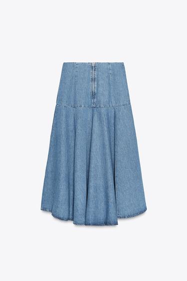 JUPE MIDI EN JEAN ZW COLLECTION - Bleu moyen de Zara - Image 7
