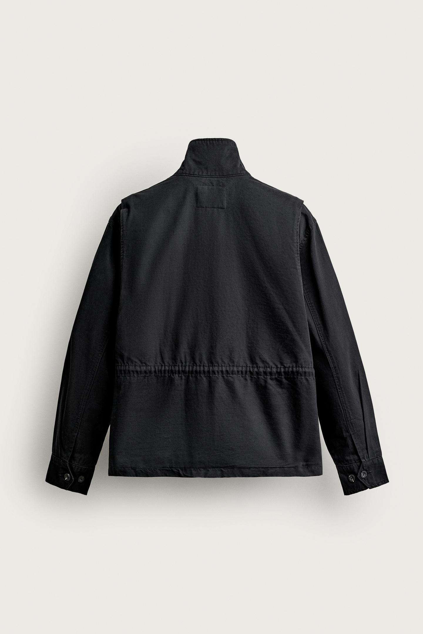 Мужская куртка Zara Relaxed Fit Utility Pocket, цвет: Угольный — фото 8