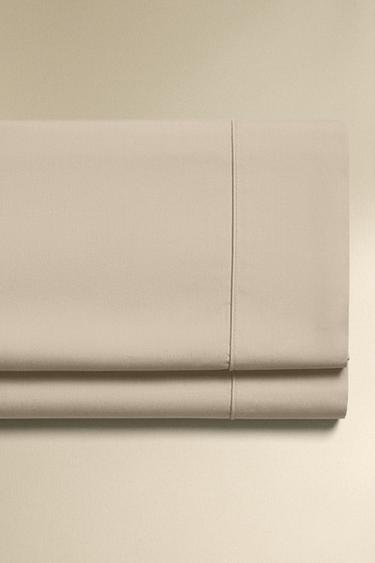 Zara PERCALE COTTON FLAT SHEET (300 THREAD COUNT) - Beige