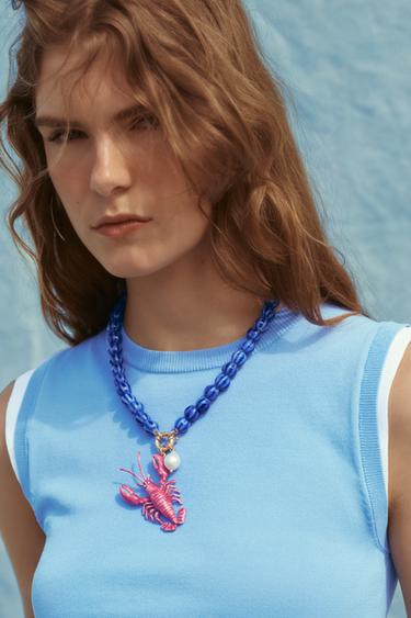 LOBSTER BEAD NECKLACE - Blue by Zara - Image 0