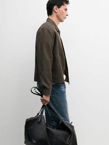 Chaqueta detalle cuello 100% lino - Khaki de Zara