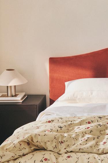 FLORAL PRINT COTTON LINEN DUVET COVER | KATHARINE POLE - Ecru by Zara