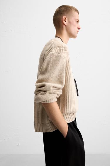 COMBINED TEXTURE SWEATER - Light beige by Zara - Image 5