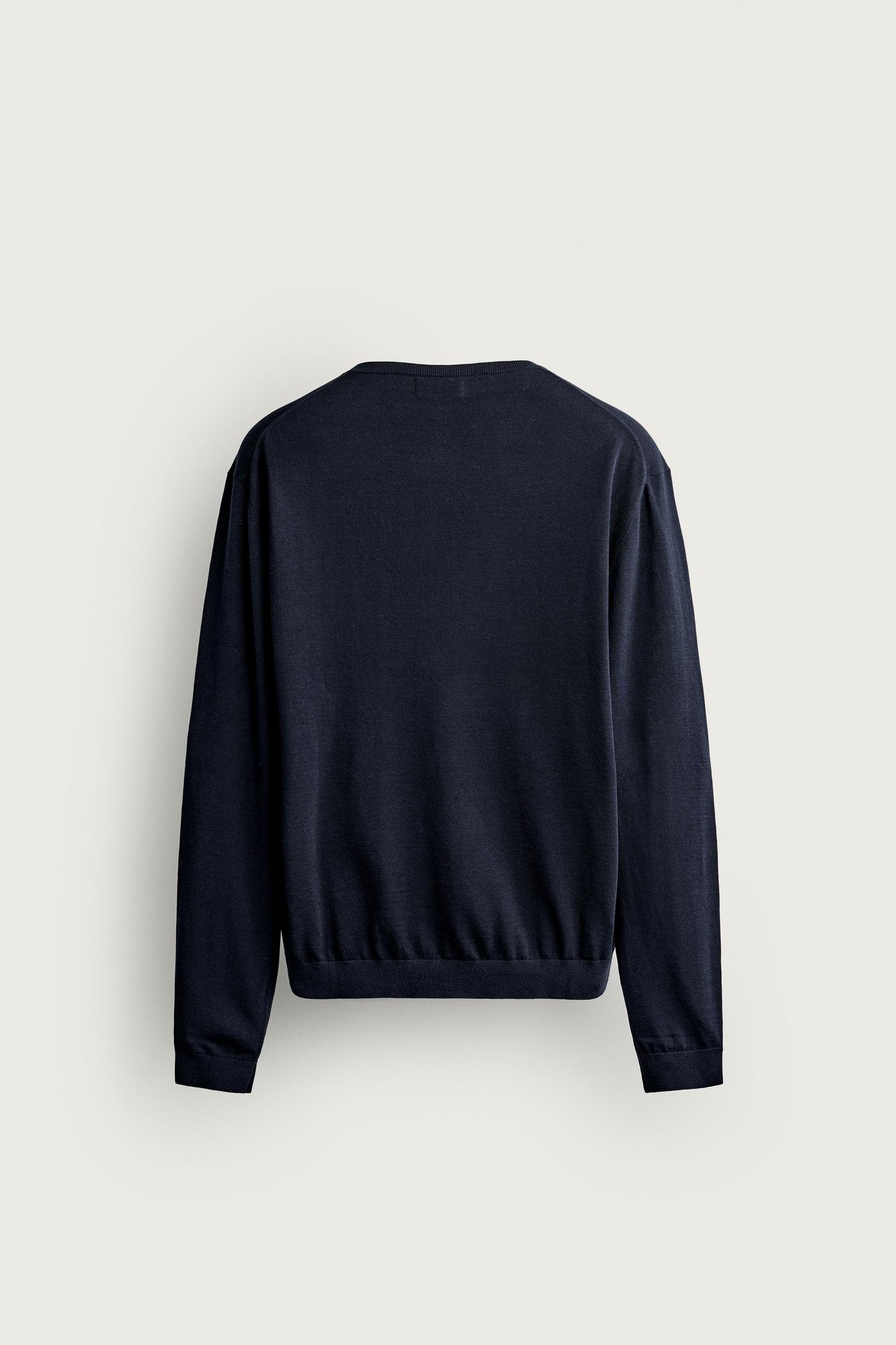 Мужская футболка Zara Knit Henley, цвет: Тёмно-синий — фото 8