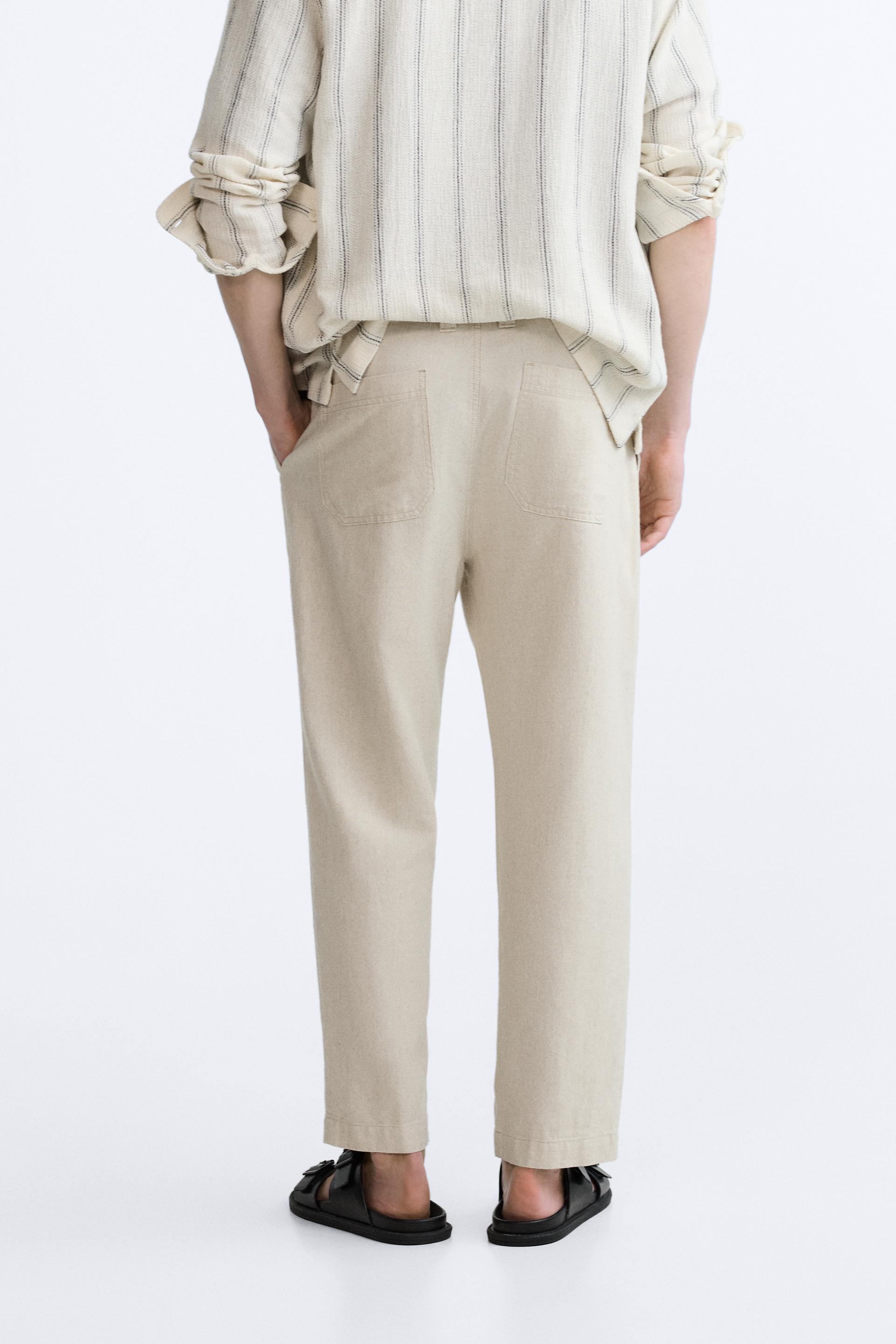 Buy Beige Tie-up Waist Ikat Linen Wrap Pants Online at Jaypore.com