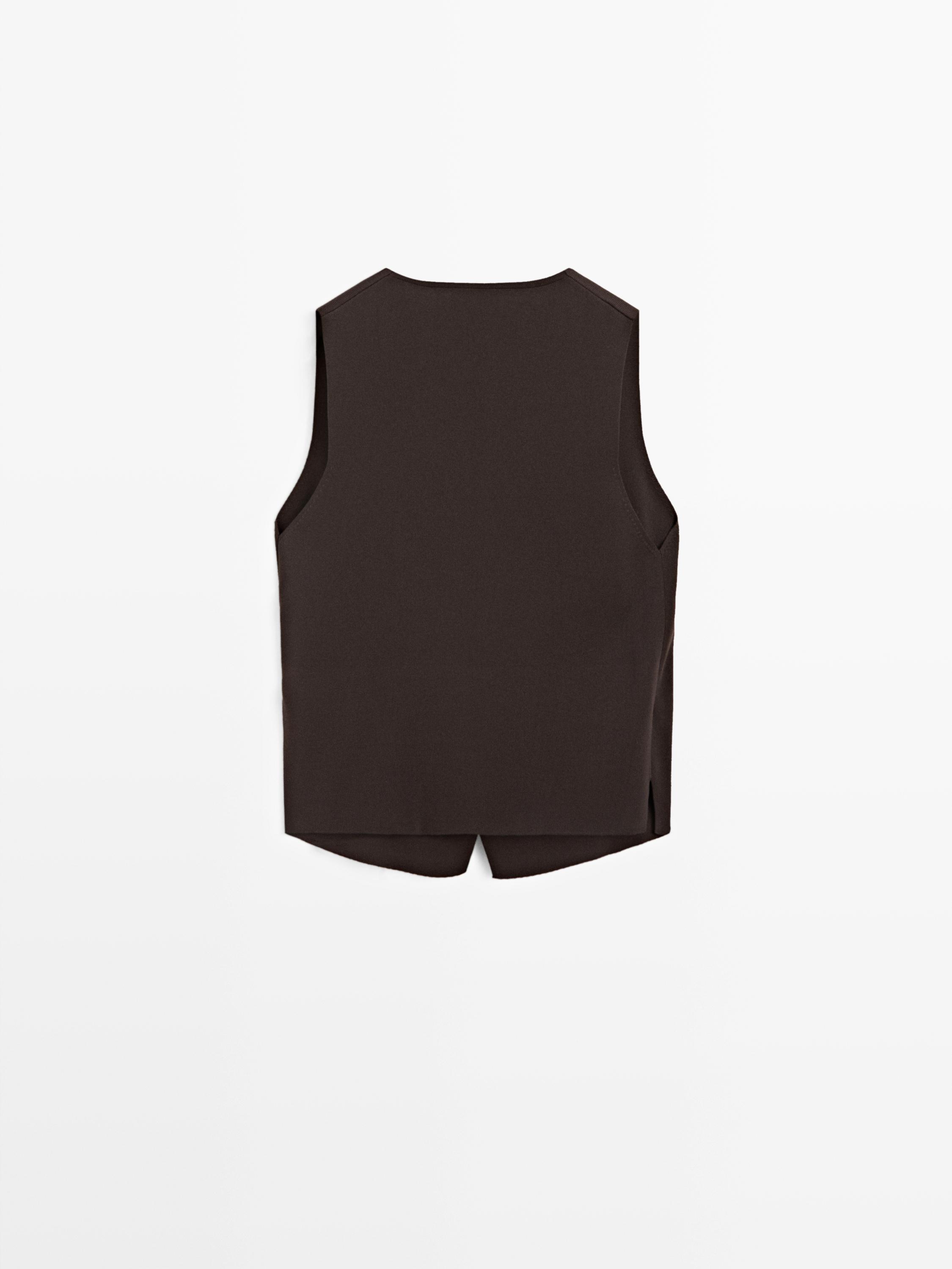 Crossover knit vest with tie detail