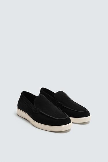 Zara CASUAL LEATHER LOAFERS - Black