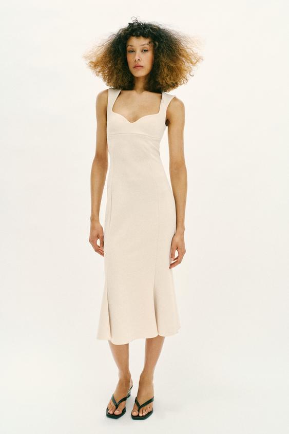 VESTIDO ESCOTE CORAZÓN - Crudo de Zara - Imagen 0