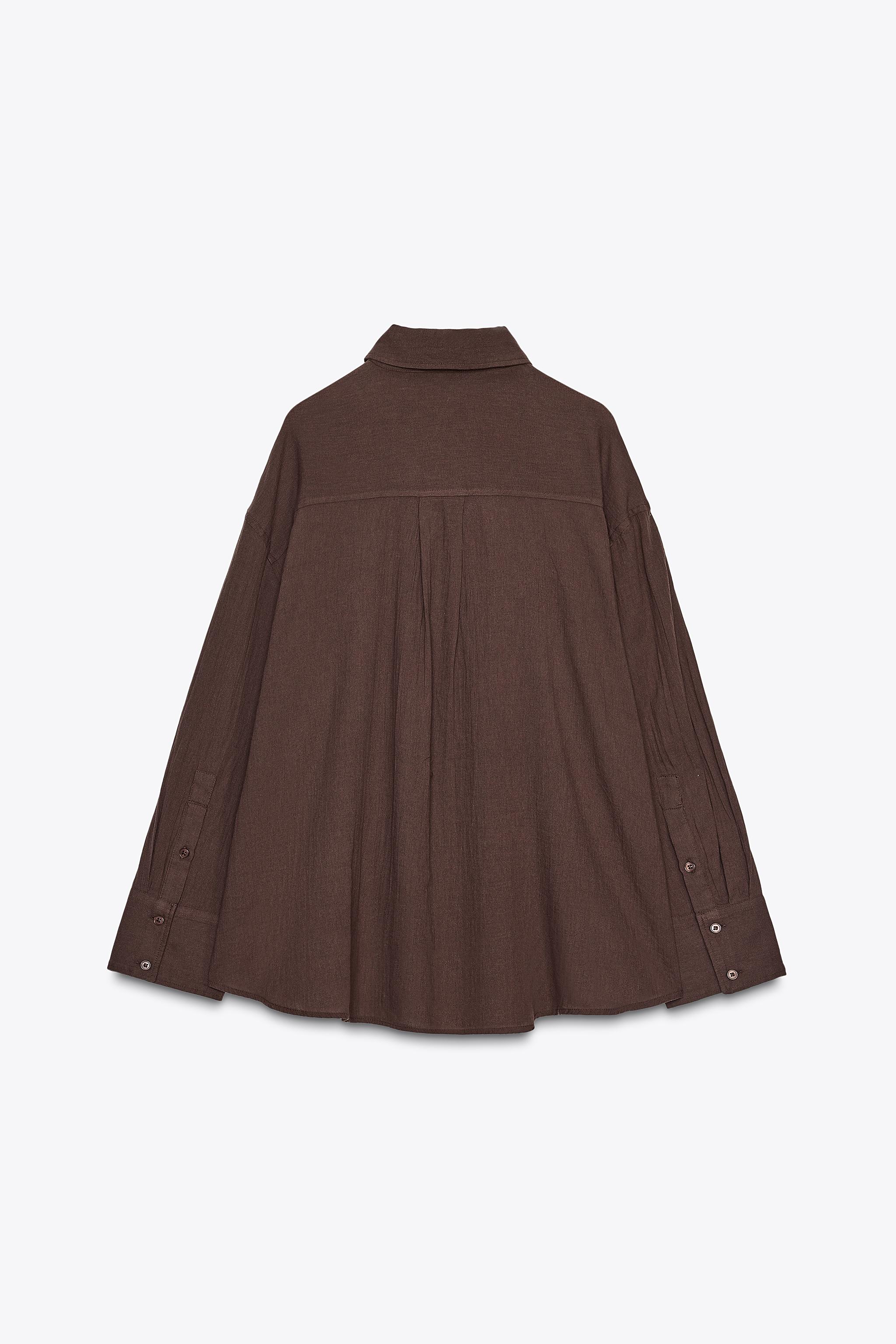 ★ドイツ発*ZARA*新作*刺繍半袖オーバーシャツ/BROWN★ ☆ドイツ発*ZARA*新作*刺繍半袖オーバーシャツ/BROWN☆ (ZARA