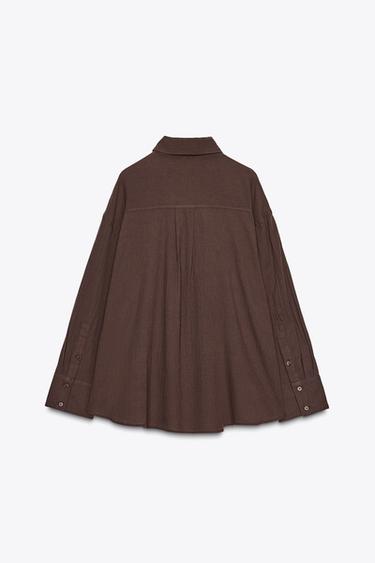 CHEMISE OVERSIZE EN GASE - Marron de Zara - Image 7