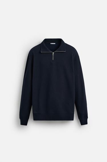 BASIC-SWEATSHIRT MIT STEHKRAGEN UND REISSVERSCHLUSS - Marineblau von Zara