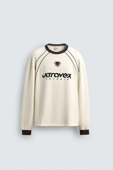 SUDADERA TEXTO ESTAMPADO - Blanco roto de Zara