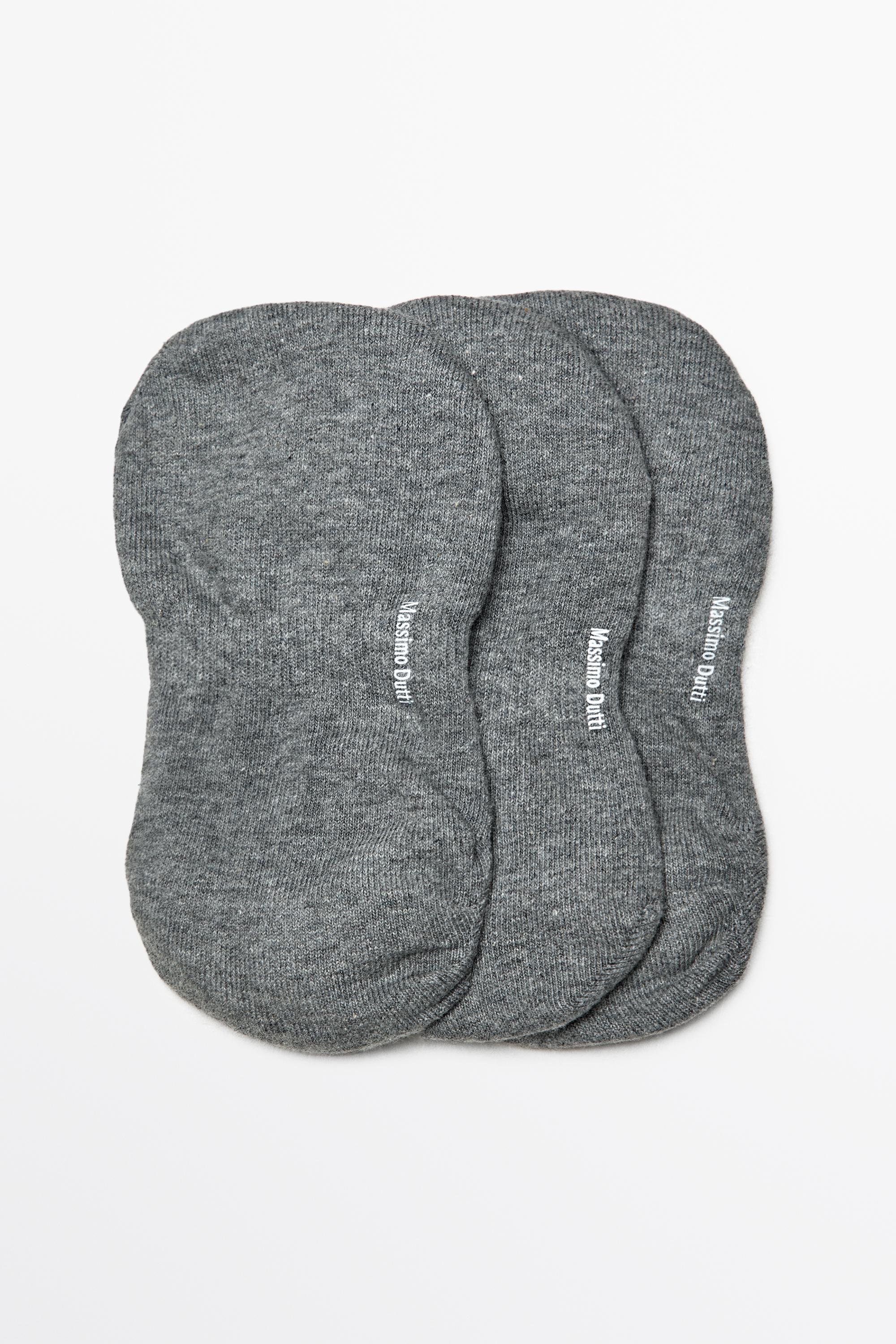 Pack of 3 pairs of no-show cotton blend socks — Anthracite Gray