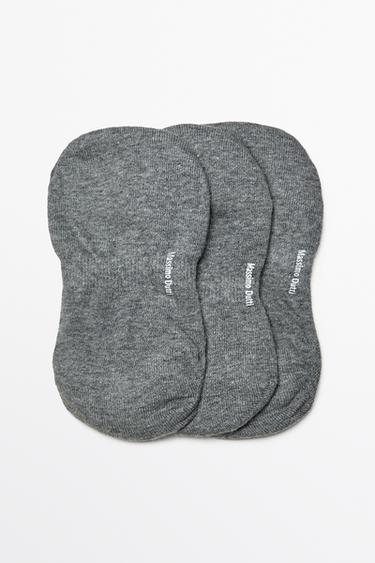 Zara Pack of 3 pairs of no-show cotton blend socks - Anthracite Gray - Image 0