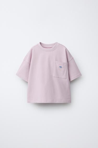 T-SHIRT WITH PATCH POCKET - Mauve by Zara