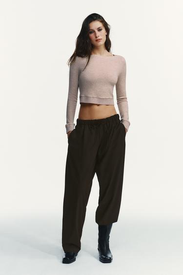 TOP COURT DOUX - Beige chiné de Zara