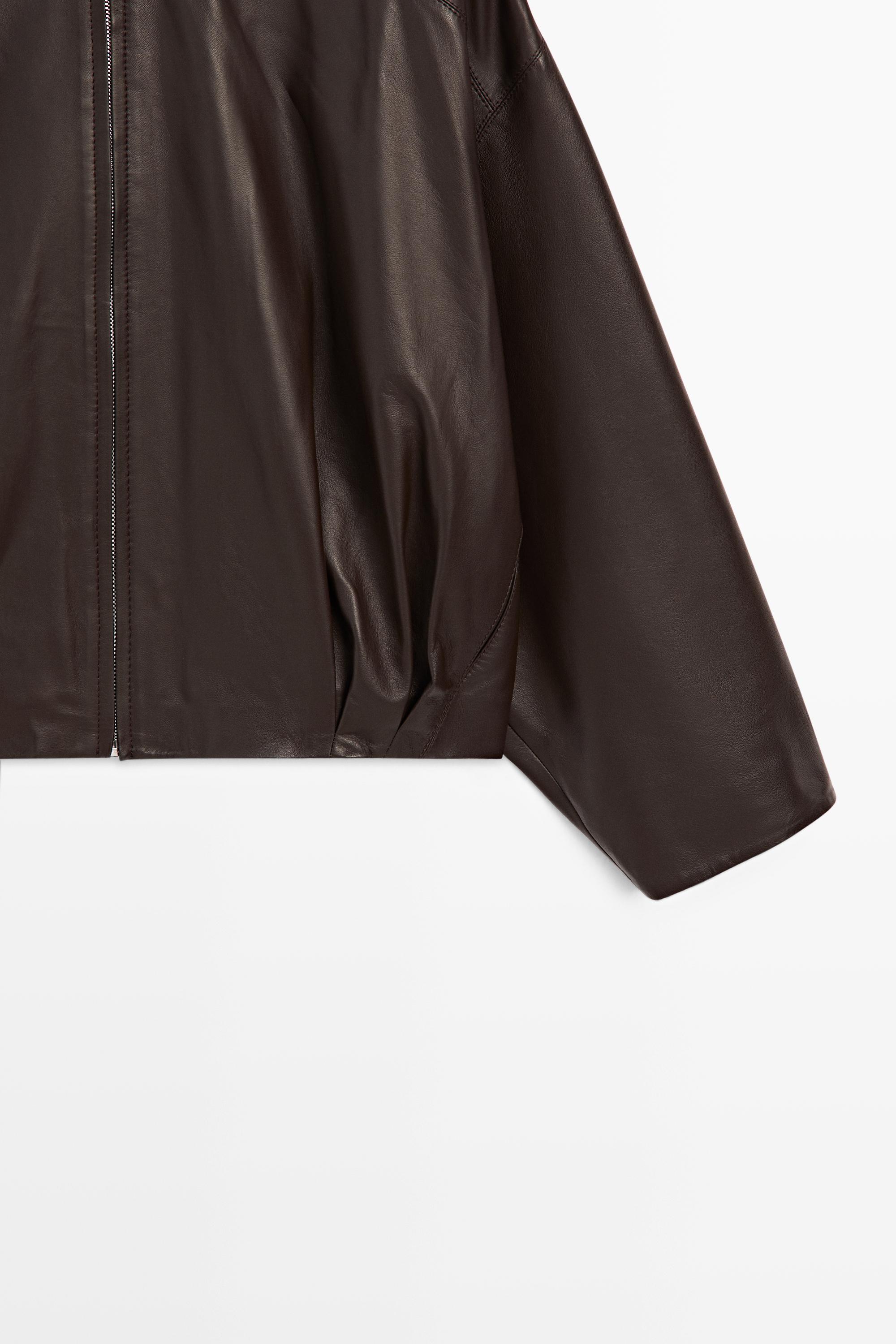 Pleated nappa leather jacket