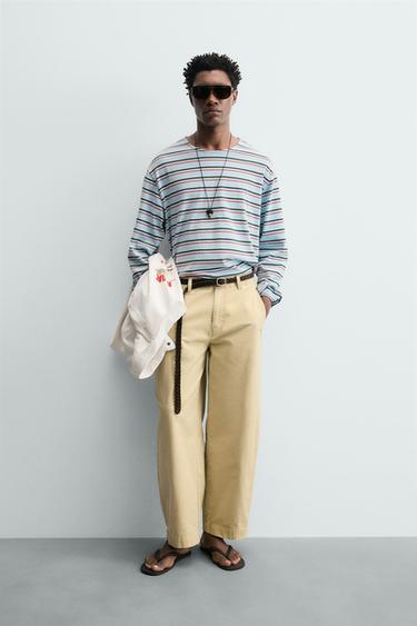 Zara STRIPED JACQUARD T-SHIRT - striped - Image 0