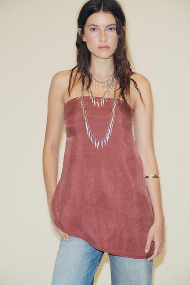 ASIMETRIŠKA JUOSTINĖ PALAIDINUKĖ – Burgundy – „Zara“
