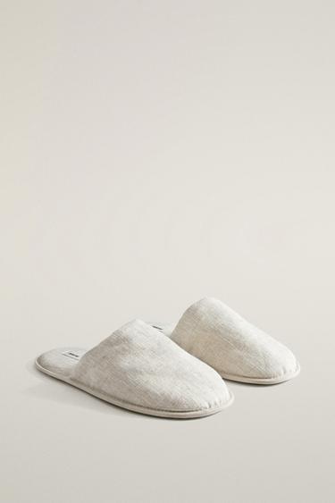 LINEN MULE SLIPPERS — Beige 2