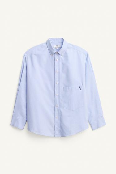 Zara EMBROIDERED OXFORD LIMITED EDITION SHIRT - Light blue