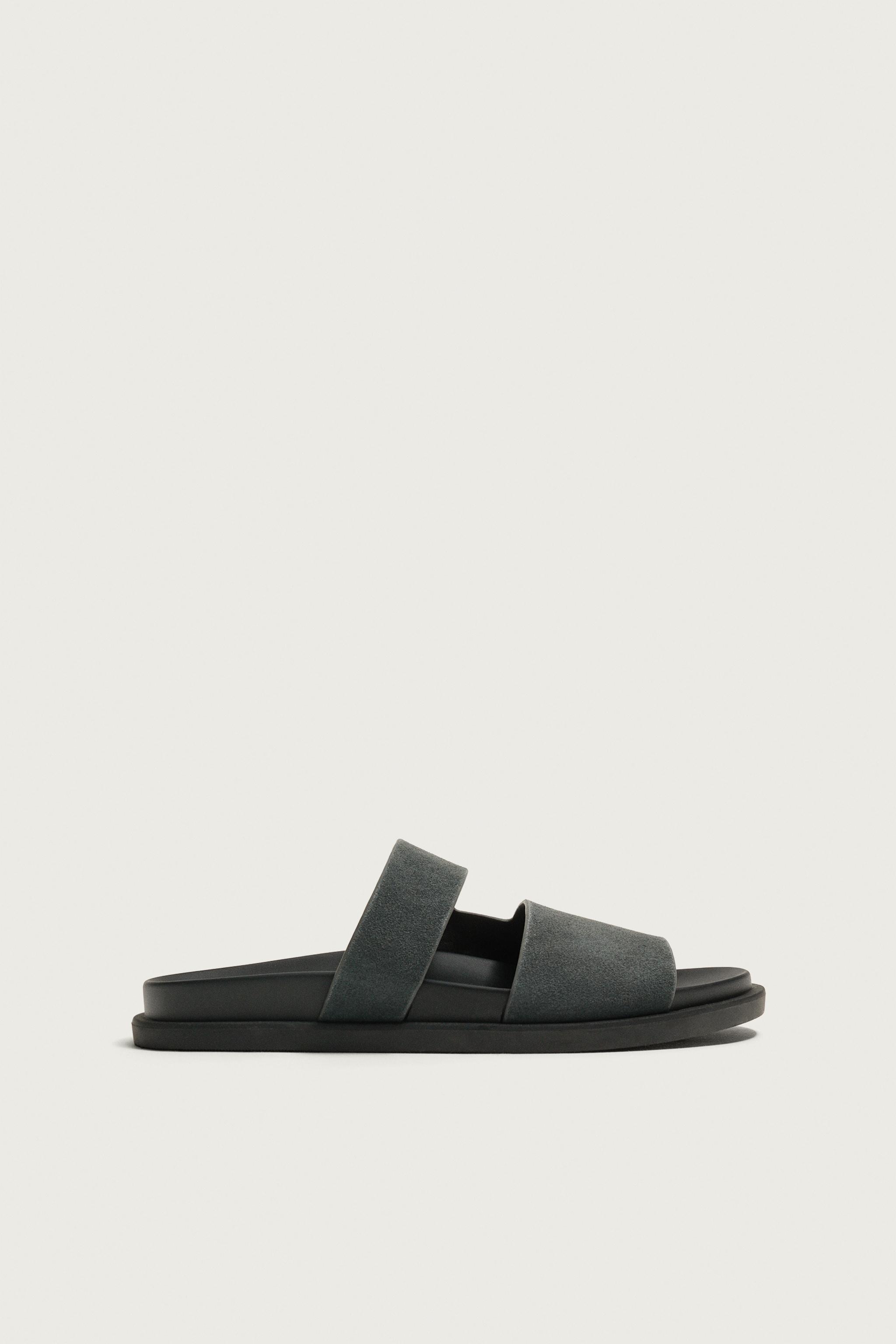 LEATHER STRAP SANDALS — Blue