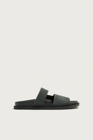 レザー ストラップサンダルブルーZaraのレザー ストラップサンダル - ブルー