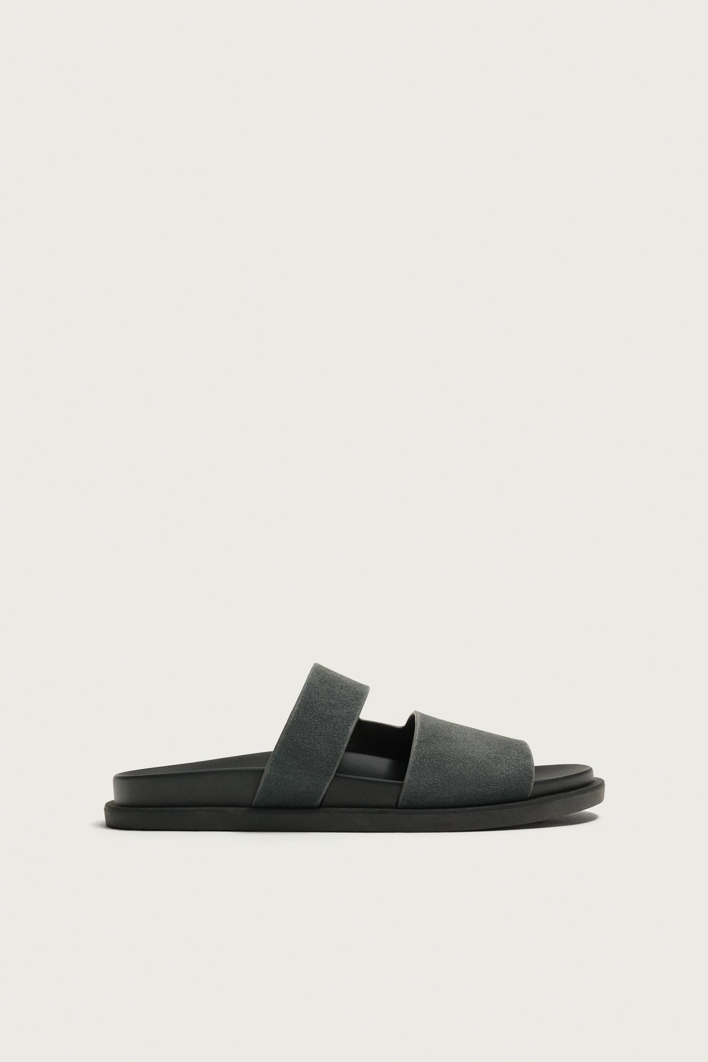 Мужские сандалии Zara Leather Strap, цвет: Синий — фото 4