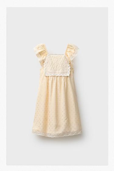 FLIESSENDES KLEID MIT JACQUARDBRUST - Vanille von Zara